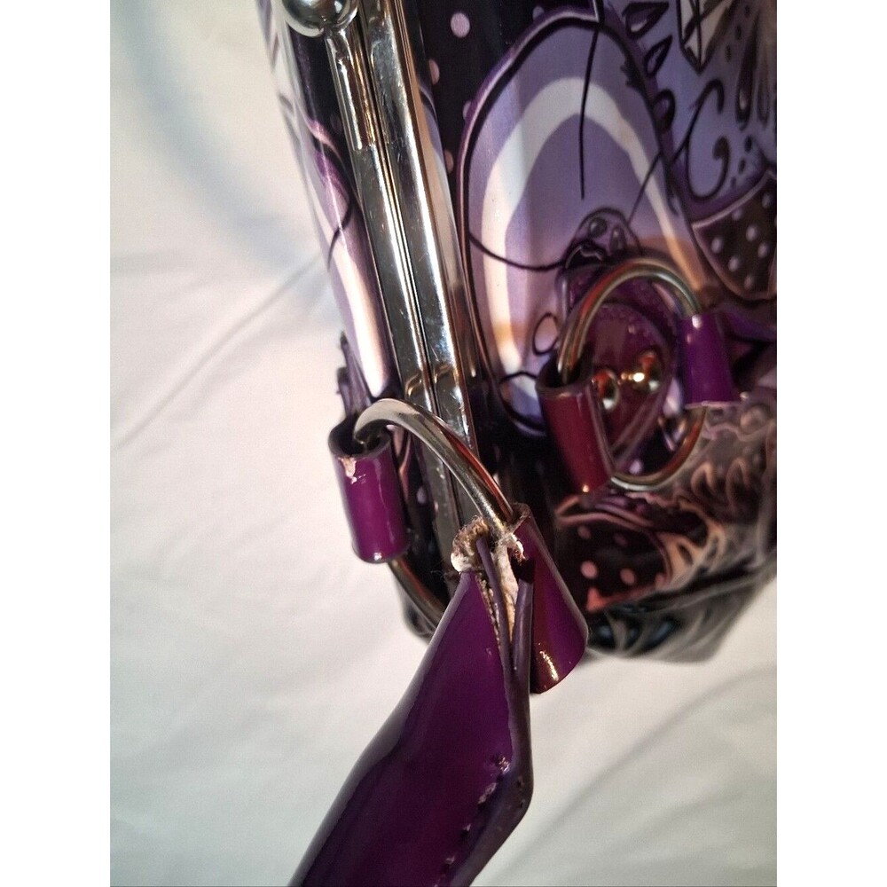 Y2K Purple Octopus Skull / Kraken Kisslock Frame Satchel Handbag - Picture 7 of 15